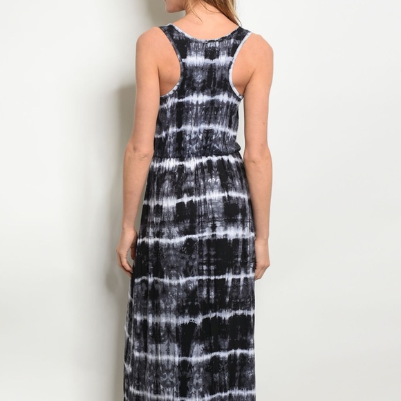 CLEARANCE ‼️BLACK WHITE TIE DYE MAXI- Dress - Picture 3 of 3